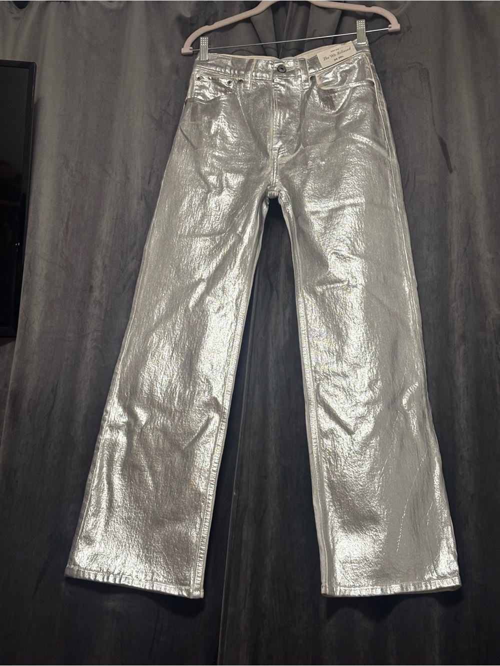 Abercrombie & Fitch Metallic Silver High-Rise Women’s Jeans